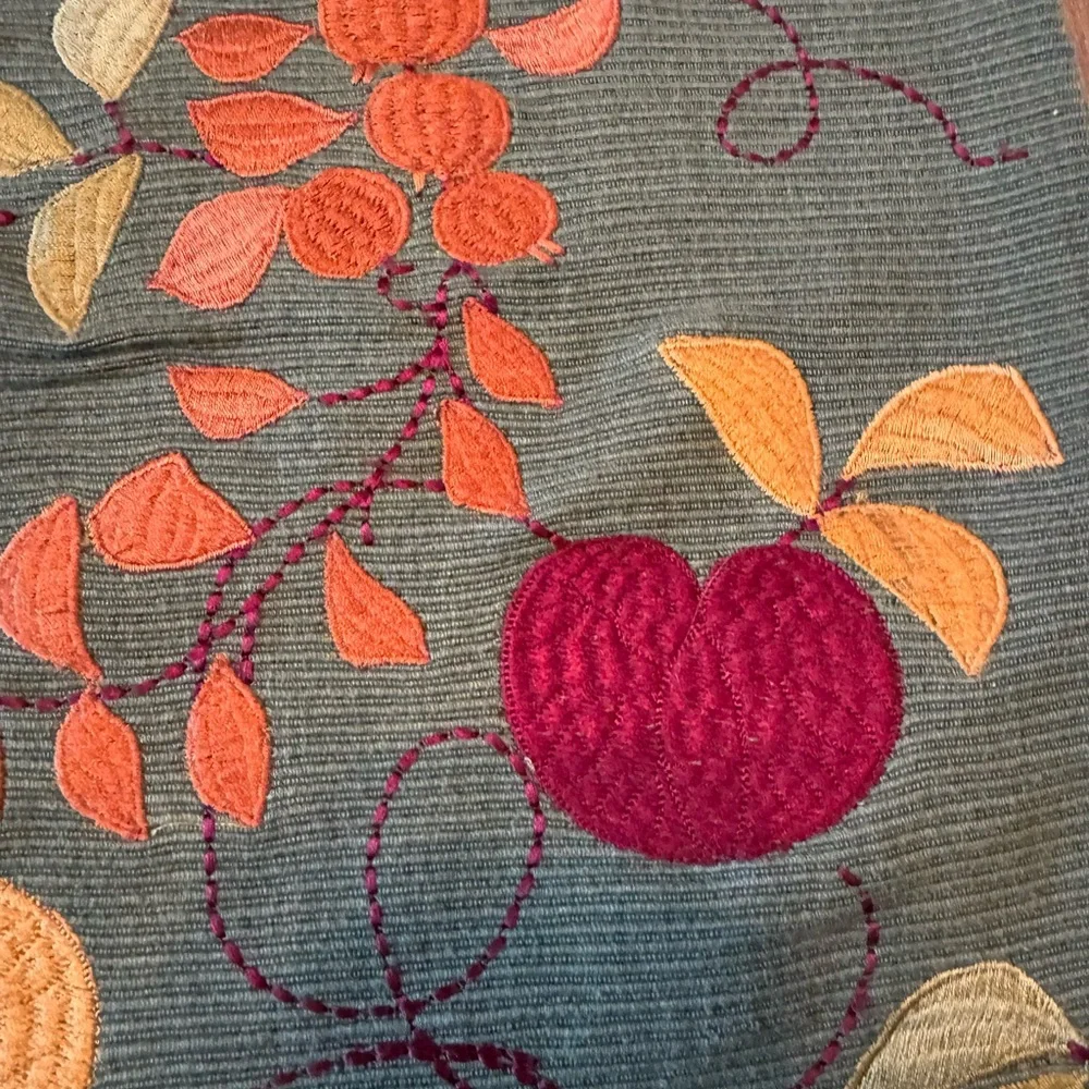 4 Crate & Barrel Mandarin Garden Pillow Covers Embroidered Holiday Fall 16”